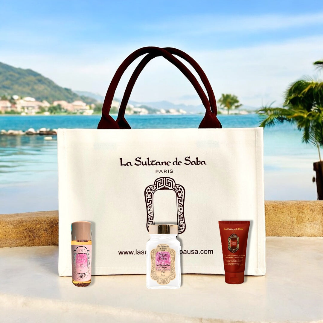 Luxury Summer Tote Bag & Rose Beauty 50ml & Ayurvedic Hand Cream & Rose Makeup REmover