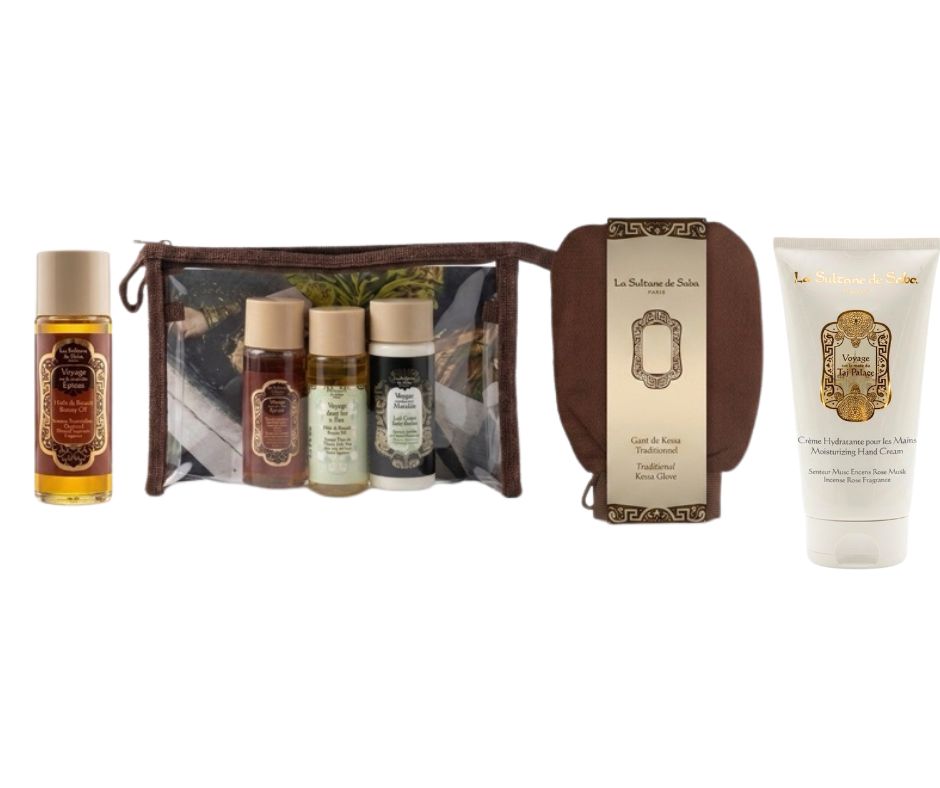 🎁 Ayurvedic Oil, Kessa Glove, Discovery Pouch & Hand Cream Taj 🎁