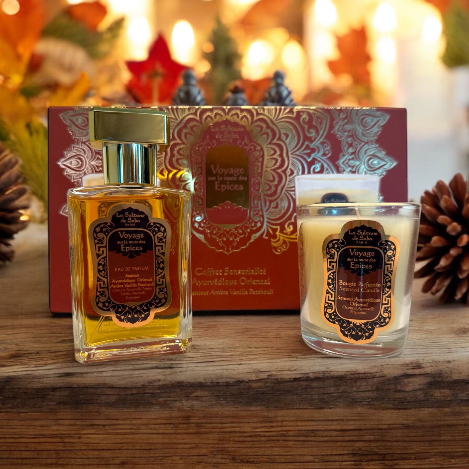 Perfume Candle Gift Set - Ayurvedic Treatment - Amber Vanilla Patchouli - Journey To The Spices Route