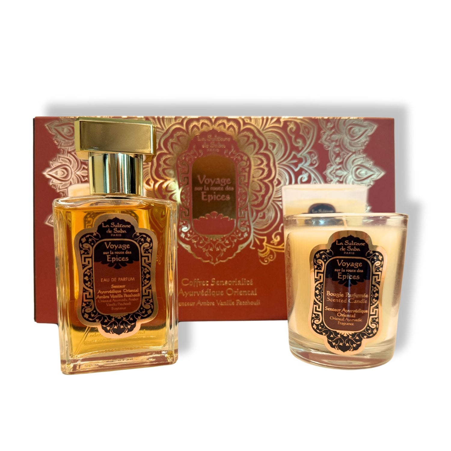 Perfume Candle Gift Set - Ayurvedic Treatment - Amber Vanilla Patchouli - Journey To The Spices Route