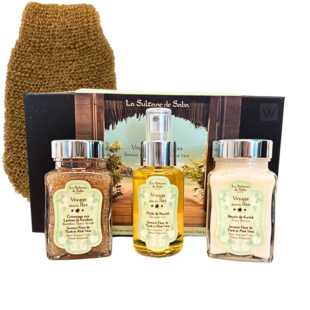 Pouch Gift Set - Island & Monoï - Tiara Flowers And Aloe Vera - Journey To The Islands