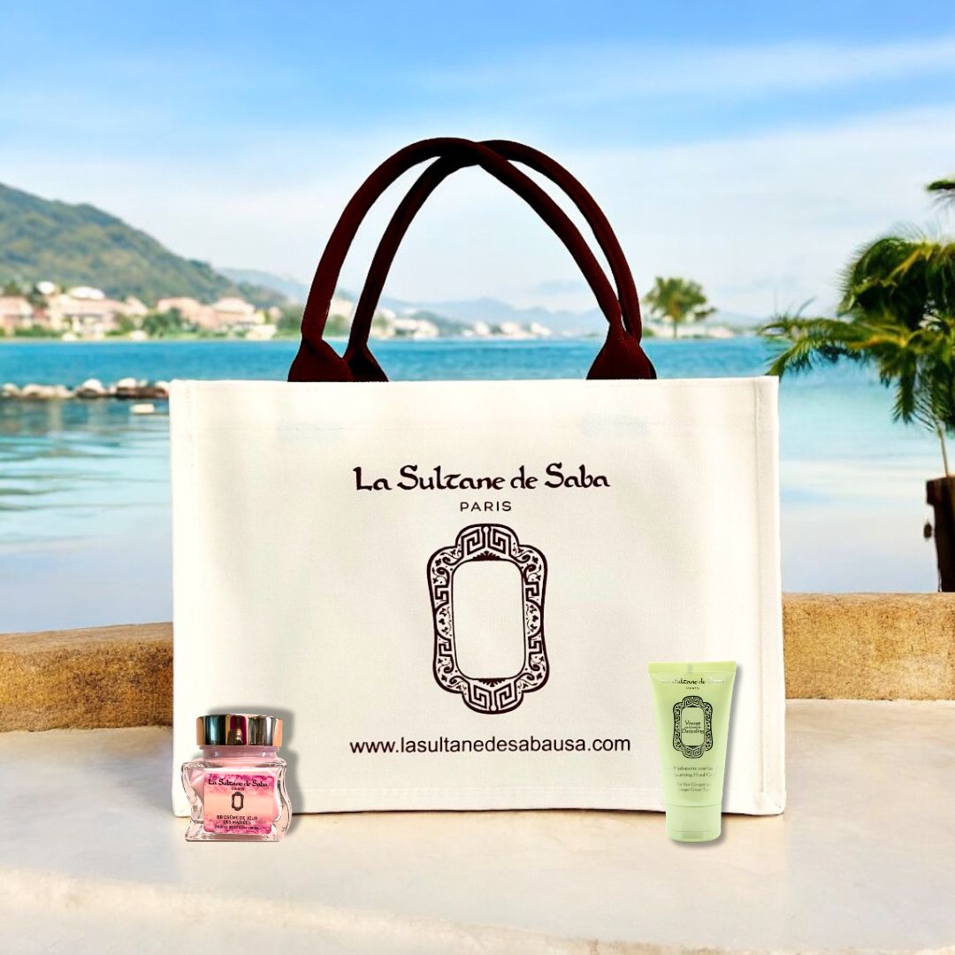 Load image into Gallery viewer, Luxury Summer Tote Bag &amp; BB Cream 50ml &amp; Ginger Green Tea Hand Cream
