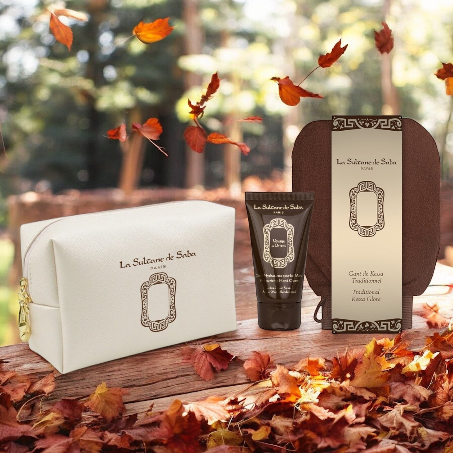 Load image into Gallery viewer, Beauty Pouch &amp; Hand Cream Amber Musk Sandalwood &amp; Kessa Glove
