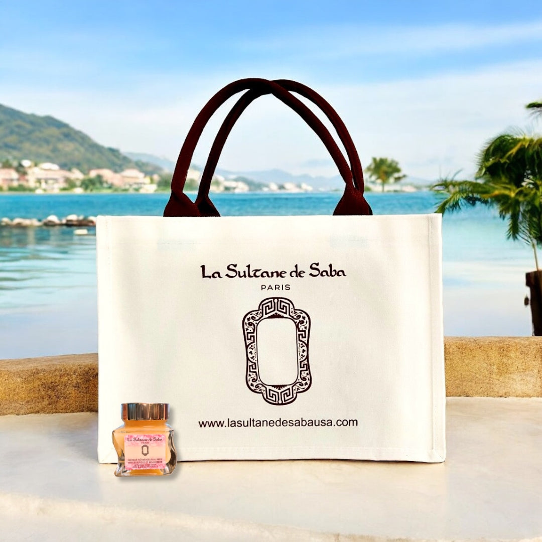 Load image into Gallery viewer, Luxury Summer Tote Bag &amp; Honey Rose Ginger Mask 50ml
