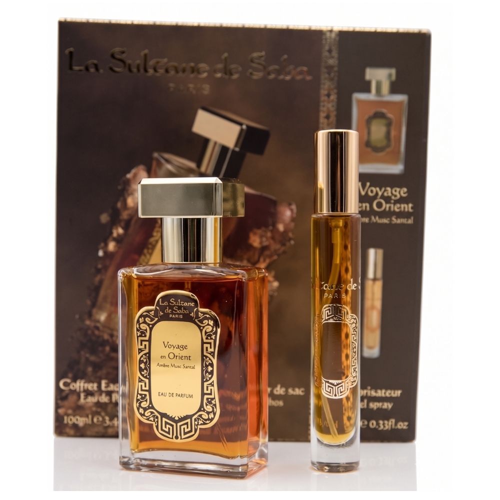 Perfume Gift Set - Amber Musk Sandalwood Perfume + Travel Spray