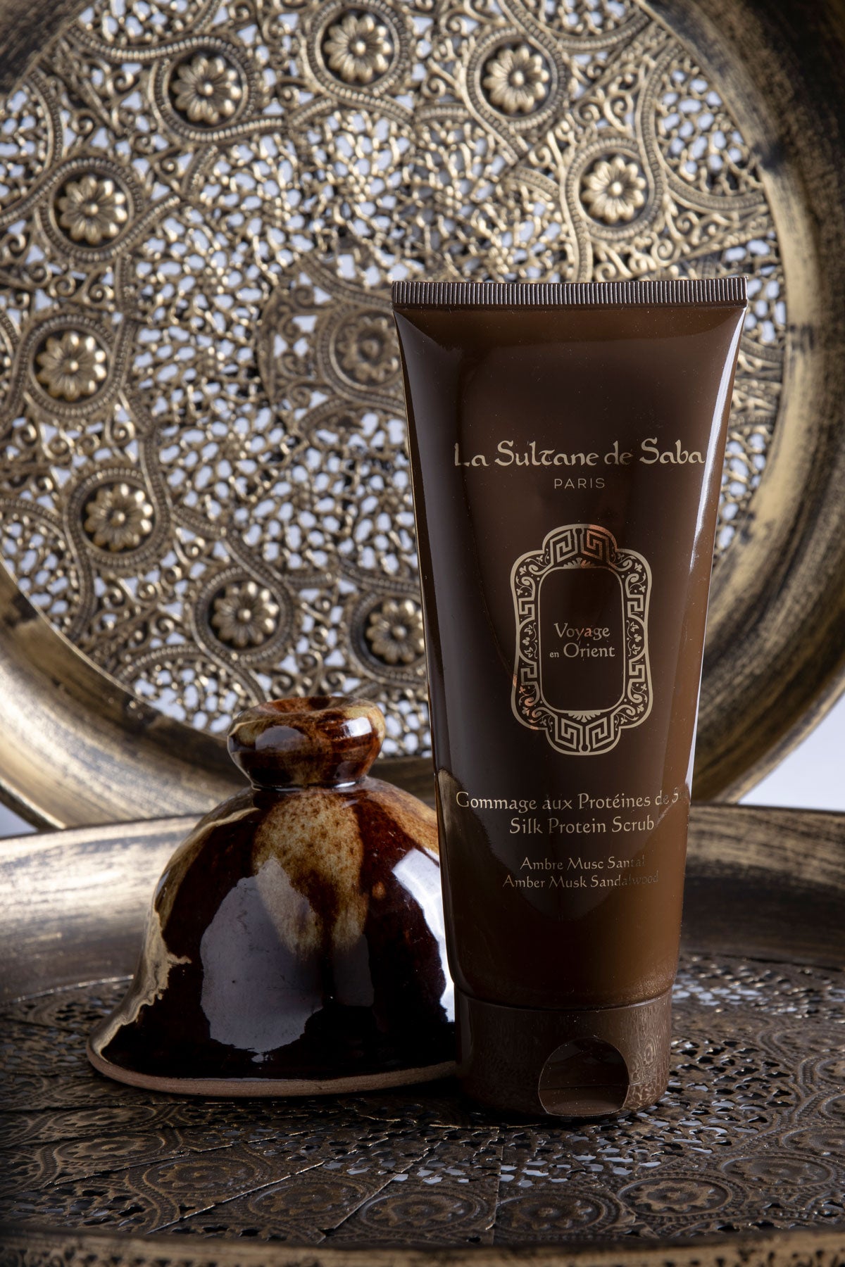Load image into Gallery viewer, Silk Protein Scrub -  Amber Musk Sandalwood - Eastern Journey
