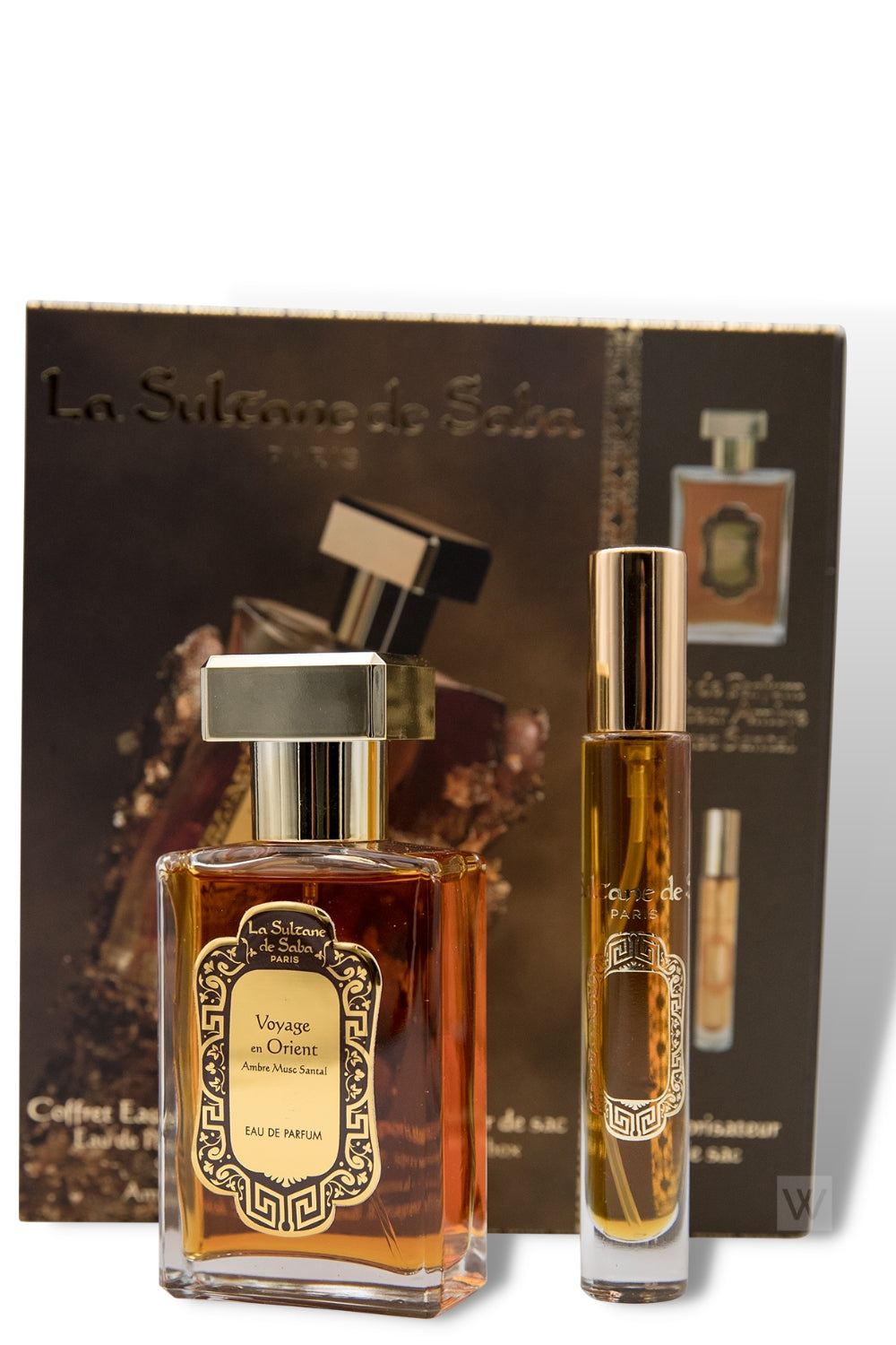 Load image into Gallery viewer, Perfume Gift Set - Amber Musk Sandalwood Perfume + Travel Spray
